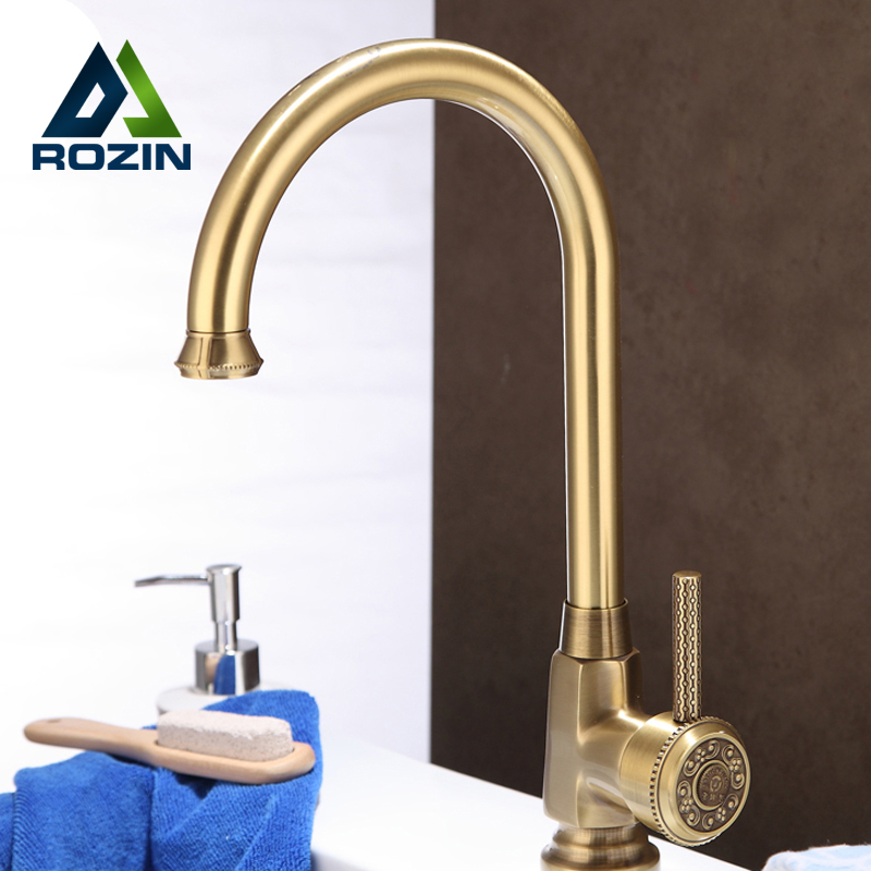 retro style deck mounted basin faucet antique brass single handle and cold bathroom sink mixer water taps