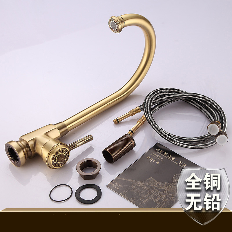 retro style deck mounted basin faucet antique brass single handle and cold bathroom sink mixer water taps