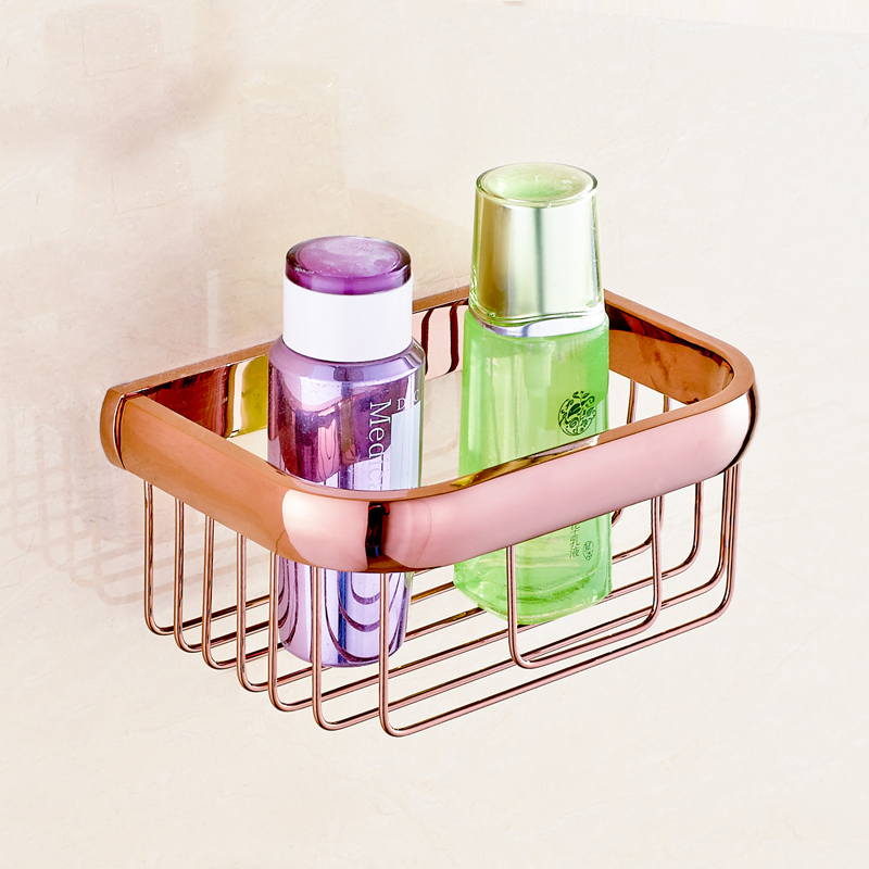 rose golden bathroom hardware sets towel rack/ basket shelf /toilet paper holder/ robe hooks/ soap dish wall mount