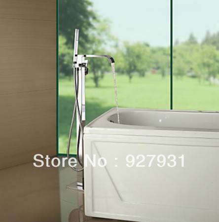 solid brass floor standing tub shower faucet with sprayer hand shower chrome finish mixer tap single handle