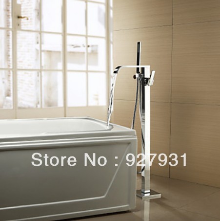 solid brass floor standing tub shower faucet with sprayer hand shower chrome finish mixer tap single handle