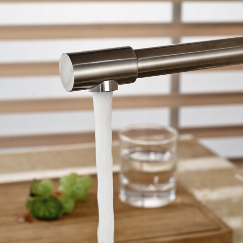 unique design deck mount stretch /folding kitchen sink faucet single handle nickel brush finished