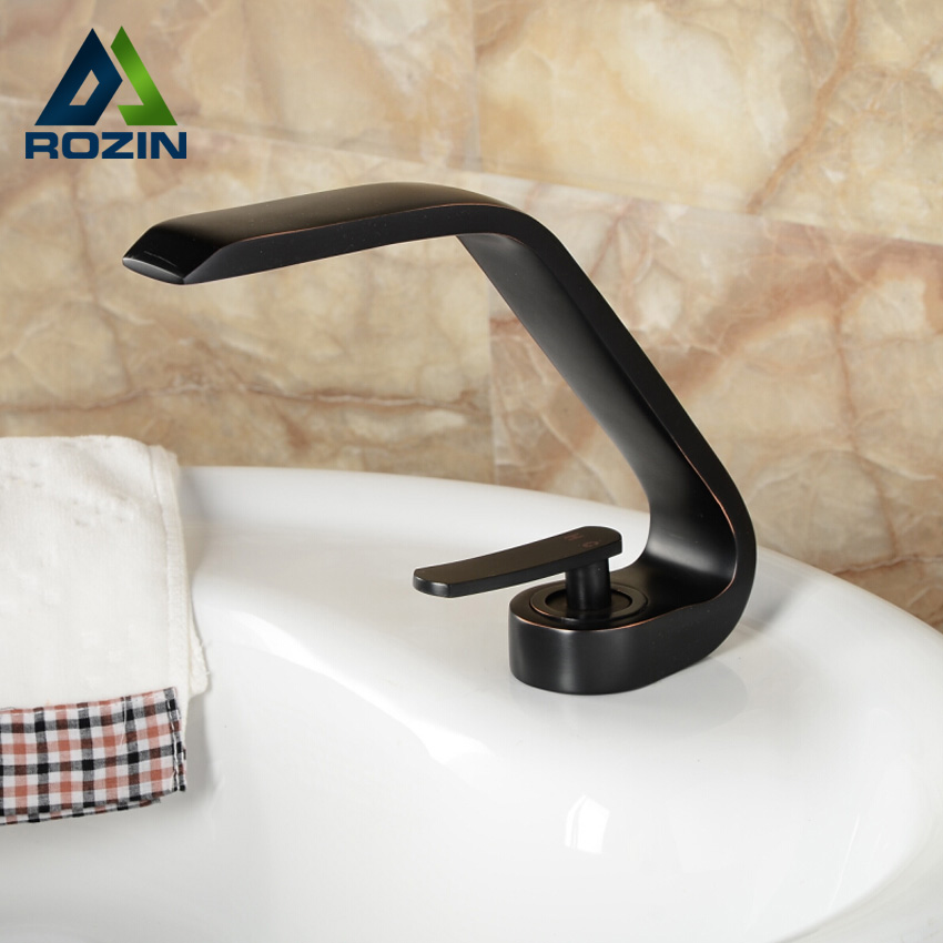 unique desing basin sink faucet single handle deck mount mixer tap oil rubbed bronze finish