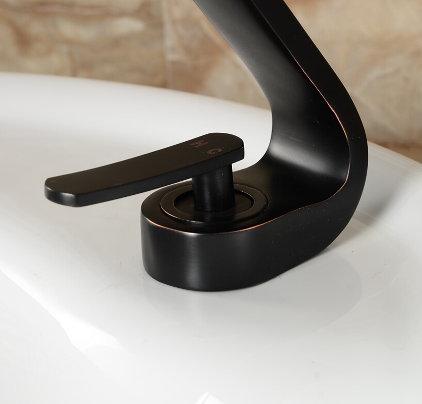 unique desing basin sink faucet single handle deck mount mixer tap oil rubbed bronze finish