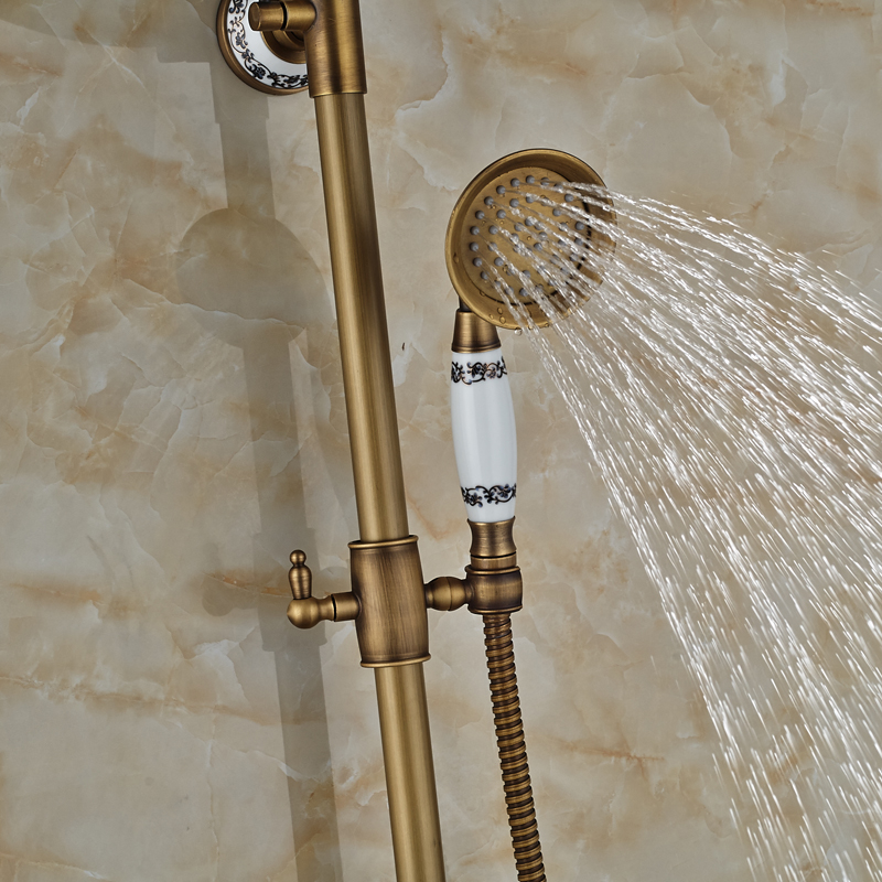 wall mount brass 8" rainfall shower faucet single handle 3 ways mixer valve mixer taps + handshower