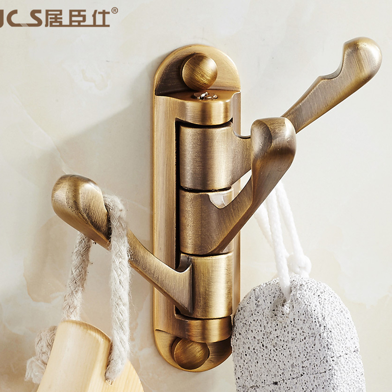 wall mount movable swivel hook bathroom towel hooks brass antique coat/hat hook hanger