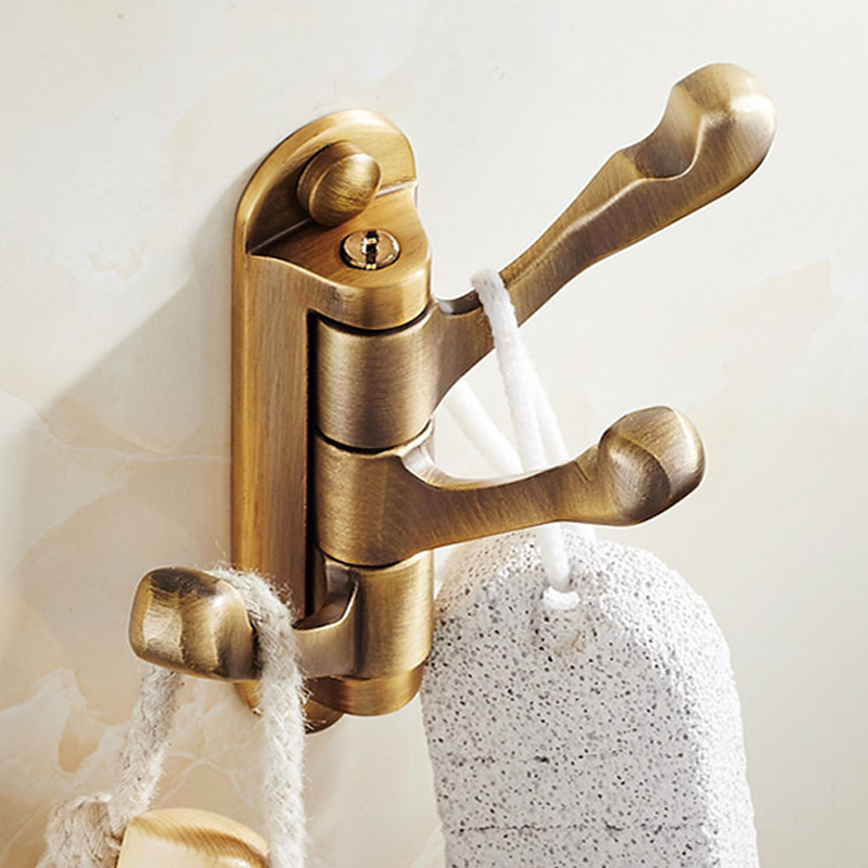 wall mount movable swivel hook bathroom towel hooks brass antique coat/hat hook hanger