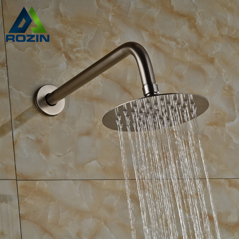 wall mount stainless steel shower head bathroom brushed nickel rain showerhead with shower arm