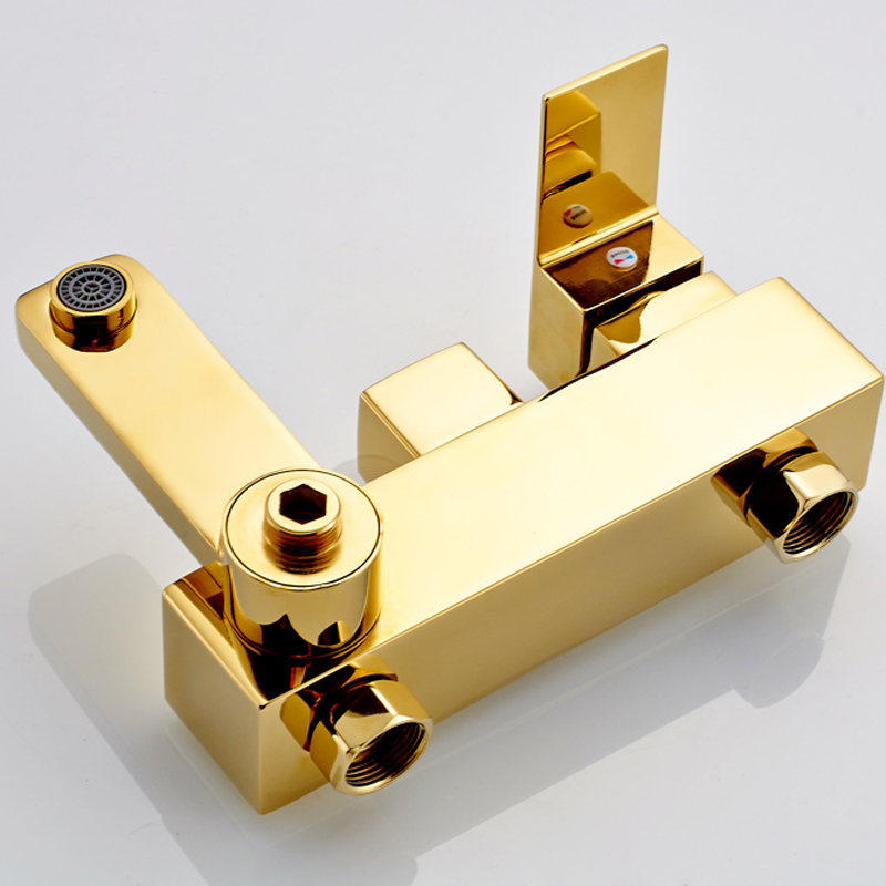 wall mounted golden brass bathtub sink faucet bathroom handheld shower tub filler swivel tub spout