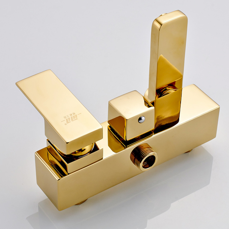 wall mounted golden brass bathtub sink faucet bathroom handheld shower tub filler swivel tub spout