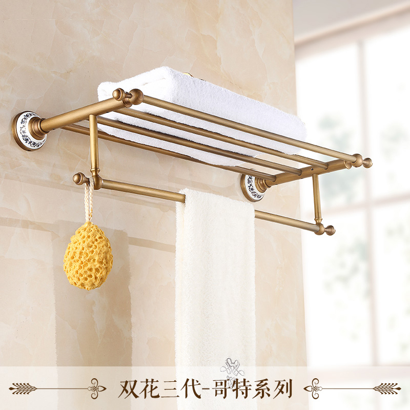 wall mounted retro style bath towel shelf antique brass bathroom towel holder towel bar multi-styles