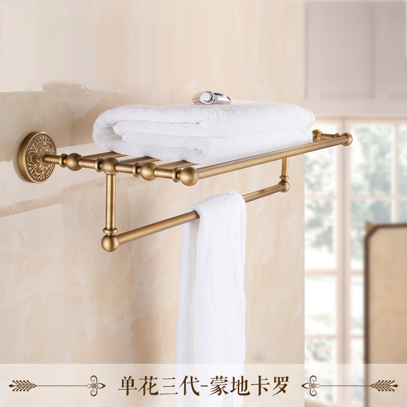 wall mounted retro style bath towel shelf antique brass bathroom towel holder towel bar multi-styles