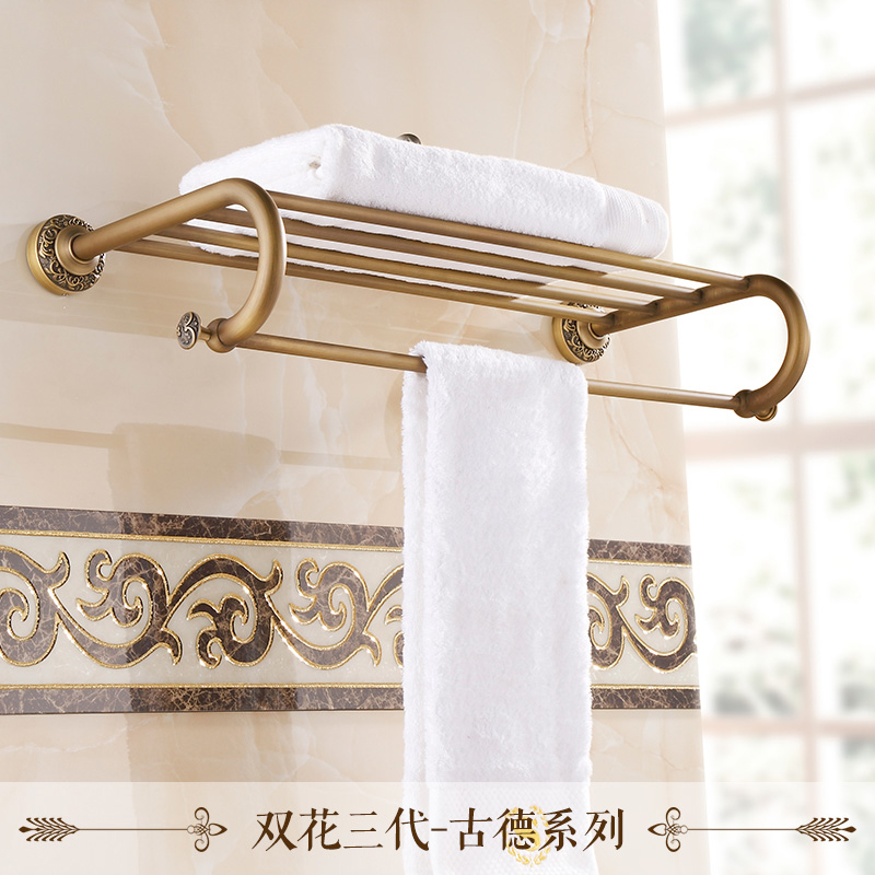 wall mounted retro style bath towel shelf antique brass bathroom towel holder towel bar multi-styles