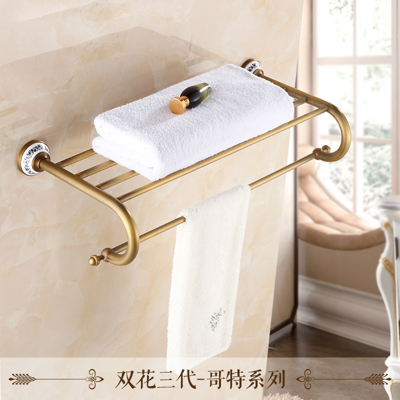 wall mounted retro style bath towel shelf antique brass bathroom towel holder towel bar multi-styles