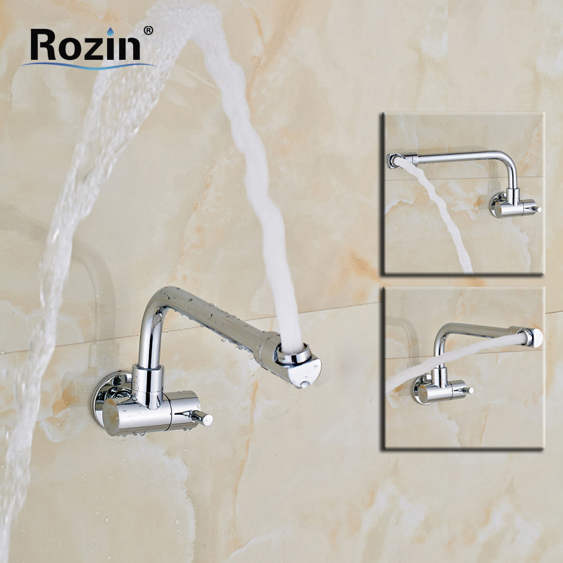 wall mounted single handle 360 rotation brass chrome bathroom kitchen faucet single handle cold water taps