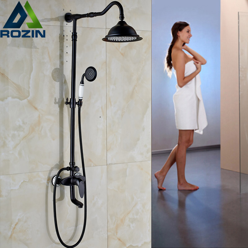 whole and retail 8" rainfall bathroom bath shower mixer faucet single handle swivel tub filler + handshower