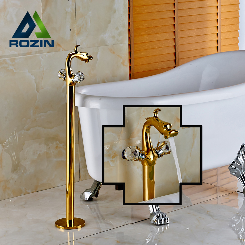 whole and retail golden dual handle bathroom tub faucet floor mounted bathtub mixer taps china drogan shape