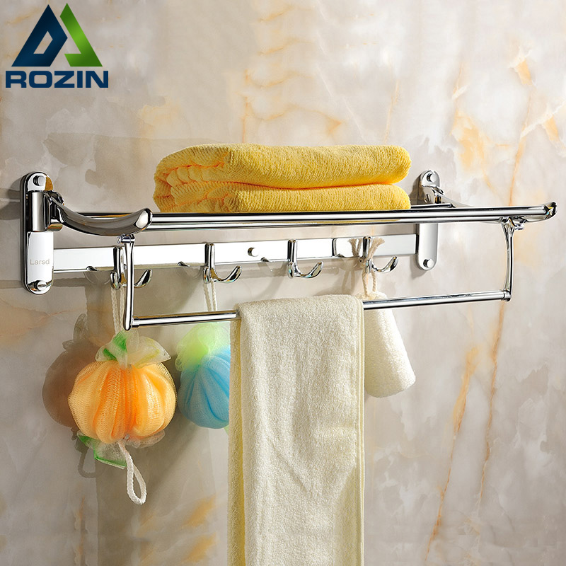 whole and retail wall mounted folding bath towel shelf chrome finish towel rack towel holder towel bar