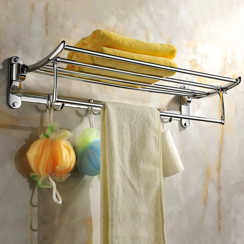 whole and retail wall mounted folding bath towel shelf chrome finish towel rack towel holder towel bar