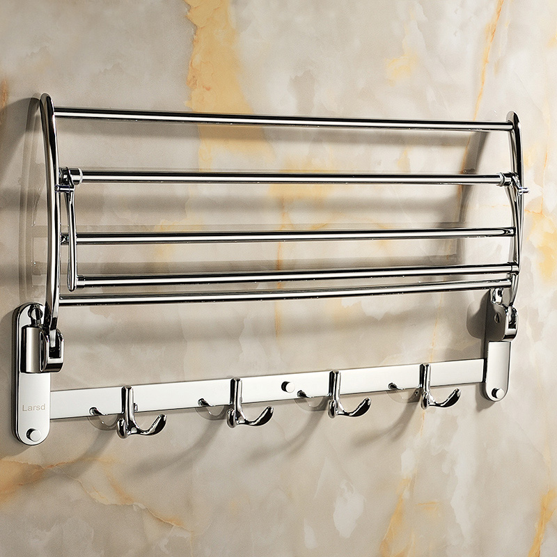 whole and retail wall mounted folding bath towel shelf chrome finish towel rack towel holder towel bar