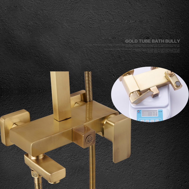 high-quality 8" square rain shower faucet set in-wall brass antique single handle bath and shower faucet with handshower