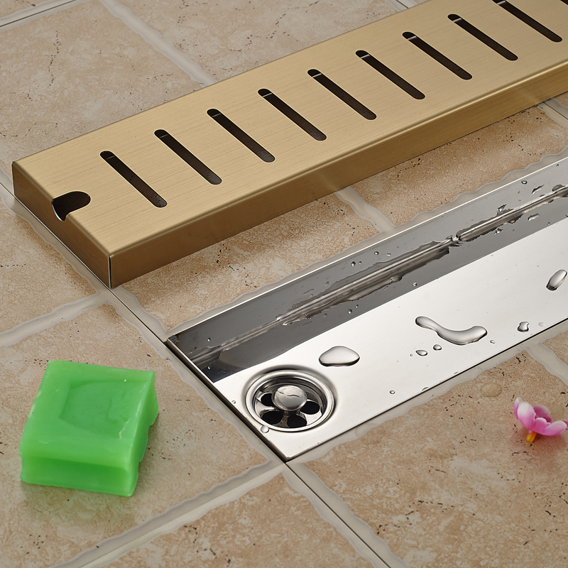 90cm stainless steel rectangle floor shower drain large water flow pane shower channel drainer