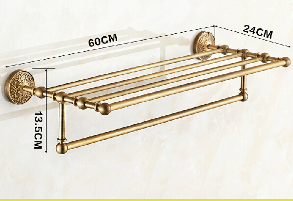 artistic bathroom towel rack wall mount bath towel holder with towel bar antique brass finish