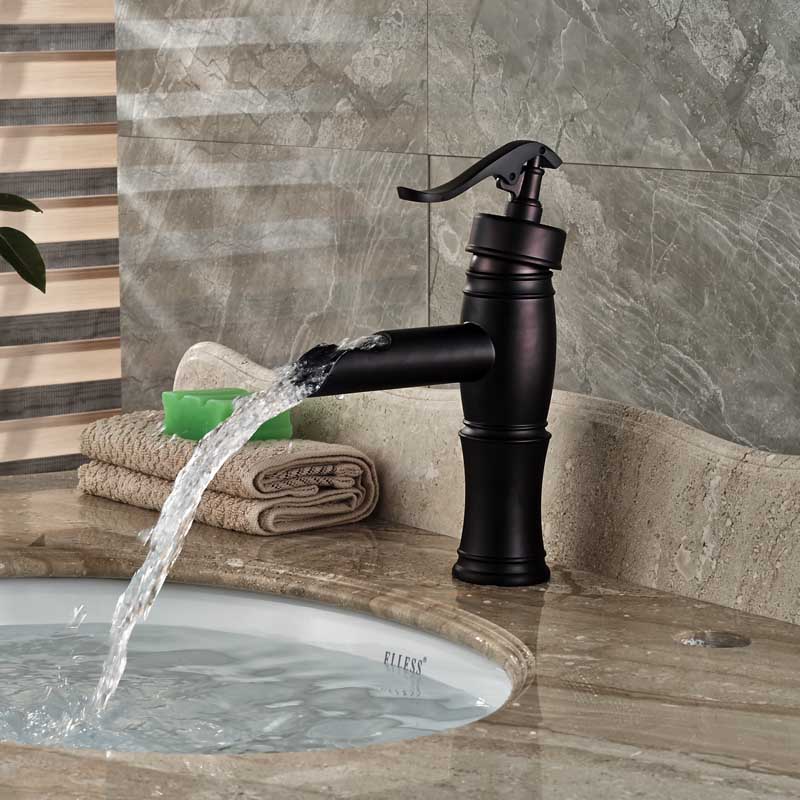 bathroom mixer faucet deck mounted waterfall basin vessel sink faucet oil rubbed bronze finish