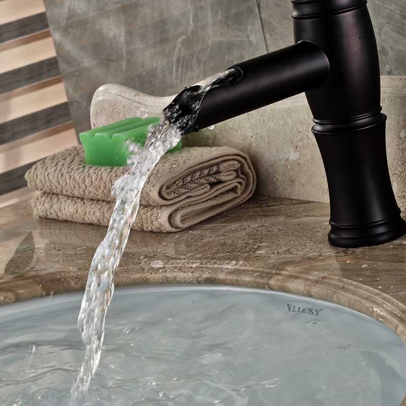 bathroom mixer faucet deck mounted waterfall basin vessel sink faucet oil rubbed bronze finish