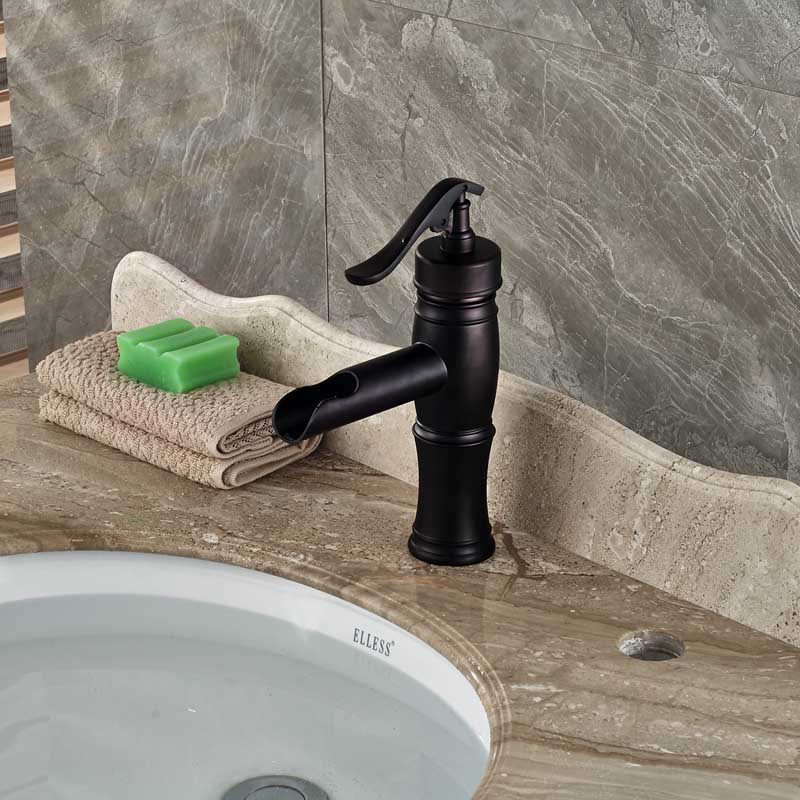 bathroom mixer faucet deck mounted waterfall basin vessel sink faucet oil rubbed bronze finish