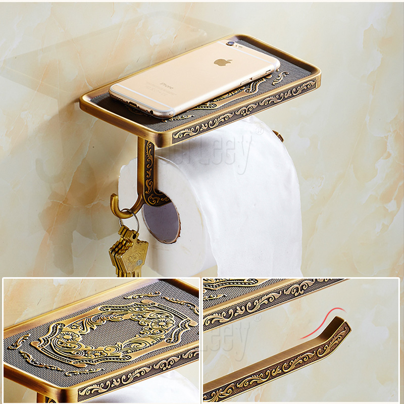 best quality artistic toilet paper holder wall mounted roll bathroom kitchen paper rack with mobile phone shelf