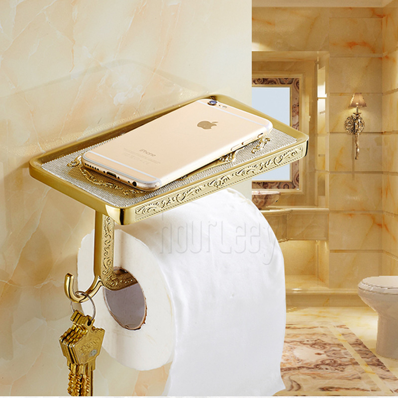 best quality artistic toilet paper holder wall mounted roll bathroom kitchen paper rack with mobile phone shelf