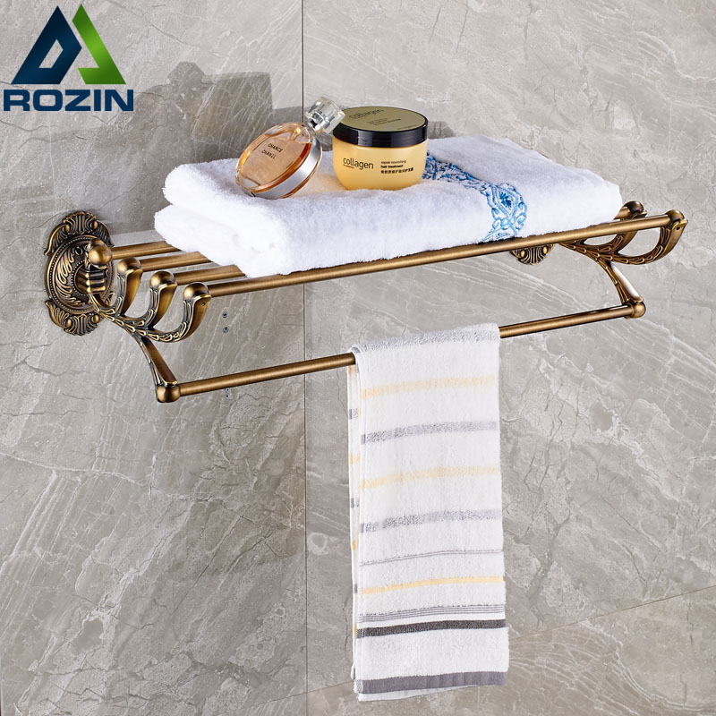 brass antique artistic bath towel rack wall mounted towel shelf with towel bar