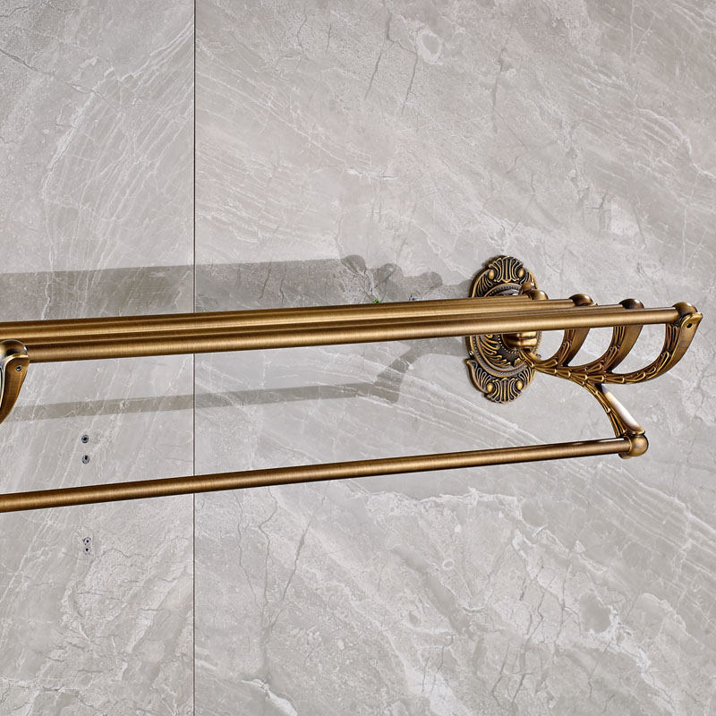 brass antique artistic bath towel rack wall mounted towel shelf with towel bar