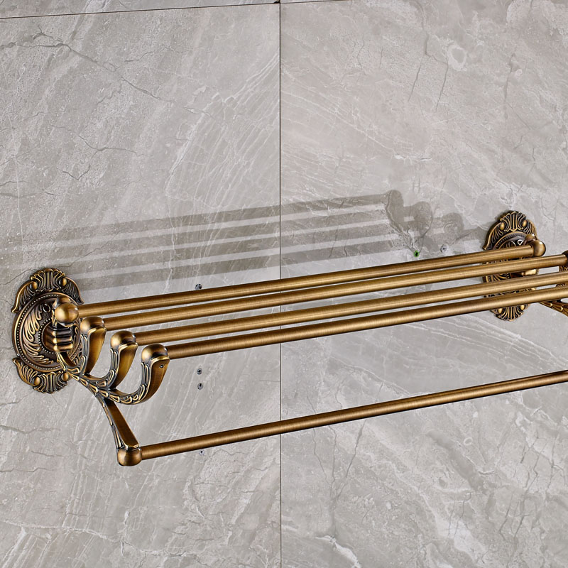 brass antique artistic bath towel rack wall mounted towel shelf with towel bar