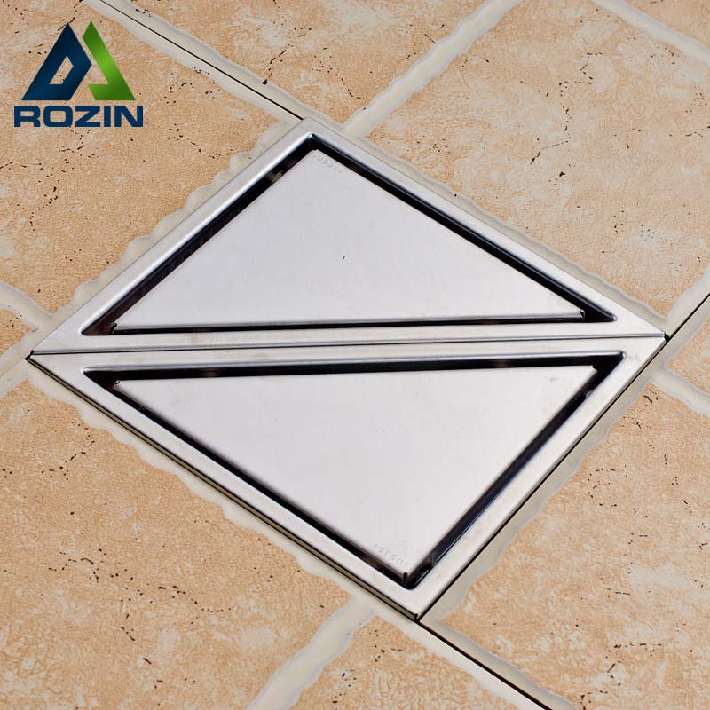 brushed nickel 2pc triangle shower floor drain bathroom kitchen shower floor waste grate drain waste drain a pair