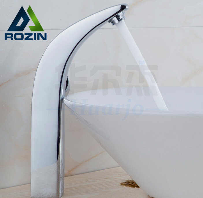 chrome finish beautiful arc shape bathroom basin faucet deck mounted elegant single handle basin mixer taps