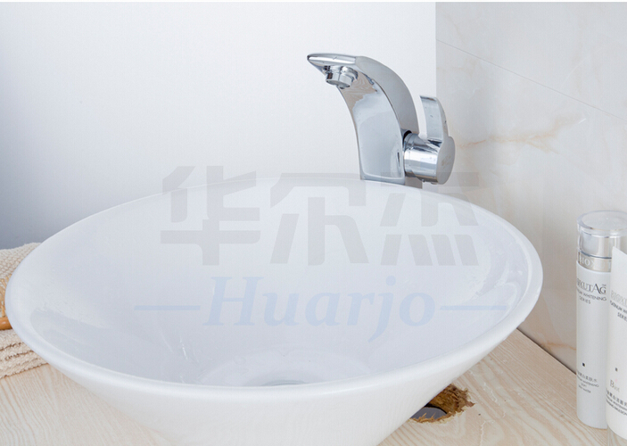 chrome finish beautiful arc shape bathroom basin faucet deck mounted elegant single handle basin mixer taps