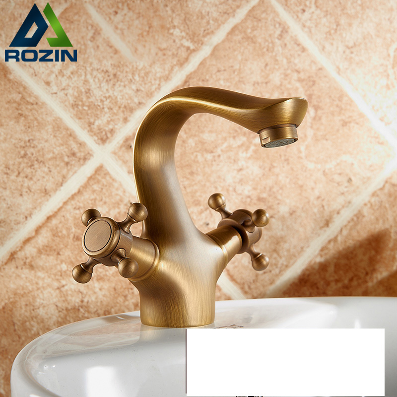 dual handle bathroom vessel sink mixer taps deck mounted and cold water basin faucet single hole curved spout