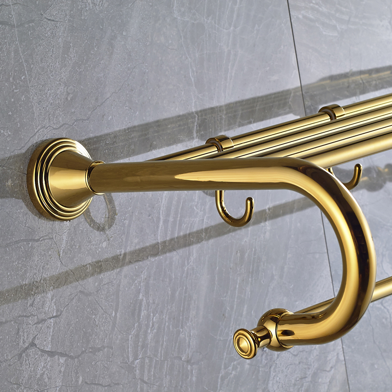 golden wall mounted retro style bath towel shelf bathroom towel holder towel bar