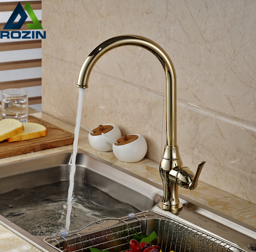 good quality deck mounted kitchen sink faucet single lever one hole with cold water wash taps golden