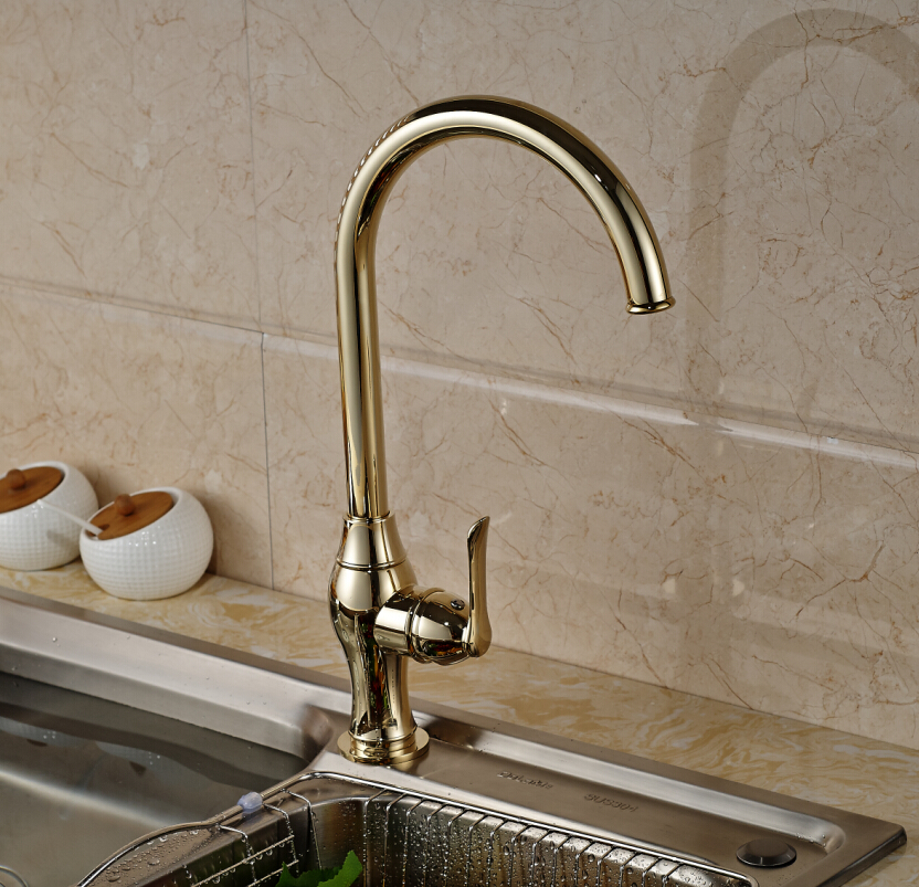 good quality deck mounted kitchen sink faucet single lever one hole with cold water wash taps golden