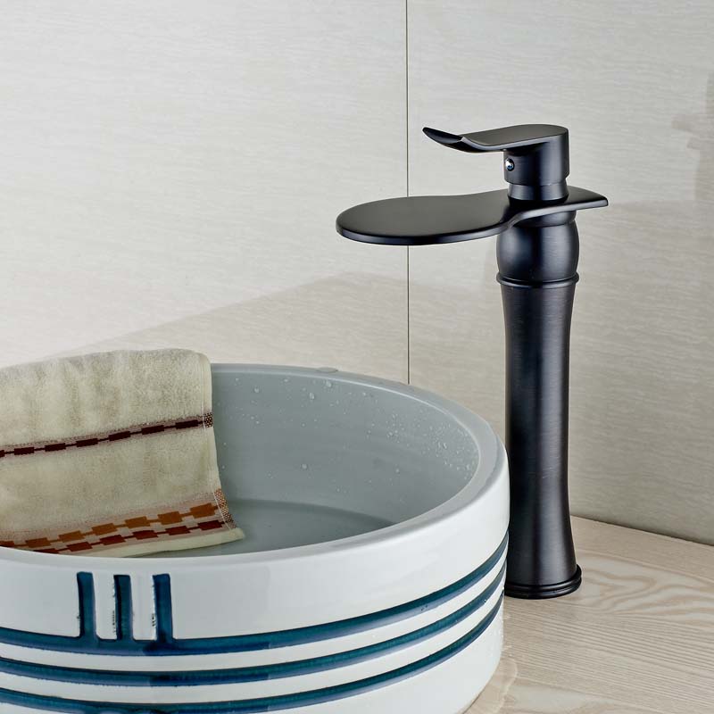 good quality waterfall single lever basin sink mixer crane taps deck mounted countertop and cold faucet decorate cover