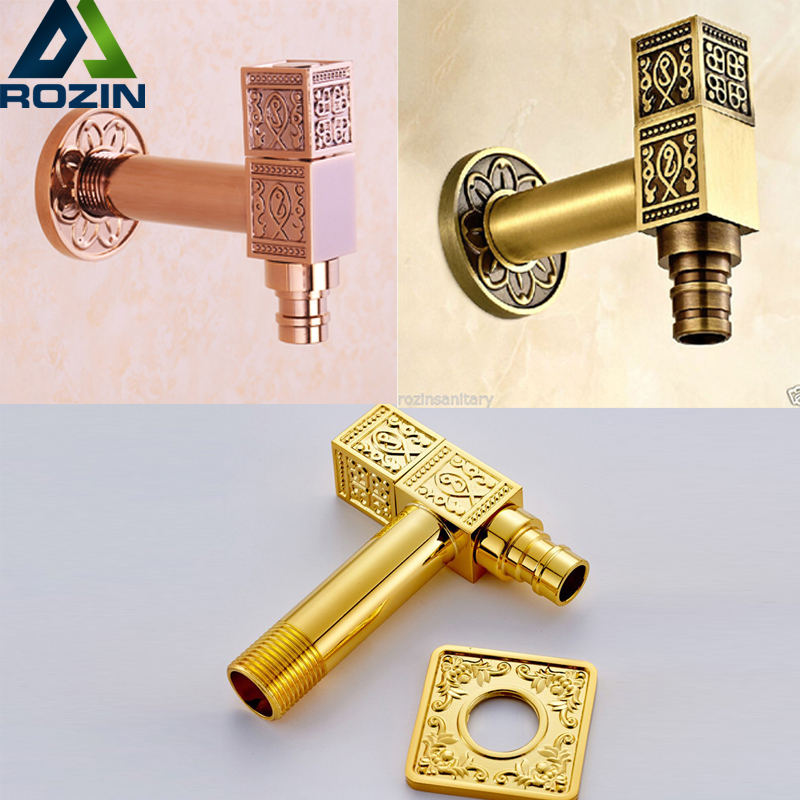 luxury bathroom brass washing machine faucet wall mounted golden rose golden bathroom cold water taps