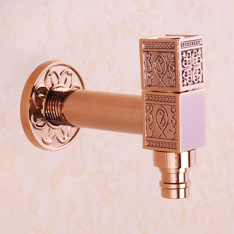 luxury bathroom brass washing machine faucet wall mounted golden rose golden bathroom cold water taps