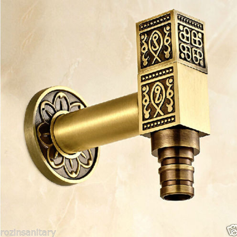 luxury bathroom brass washing machine faucet wall mounted golden rose golden bathroom cold water taps