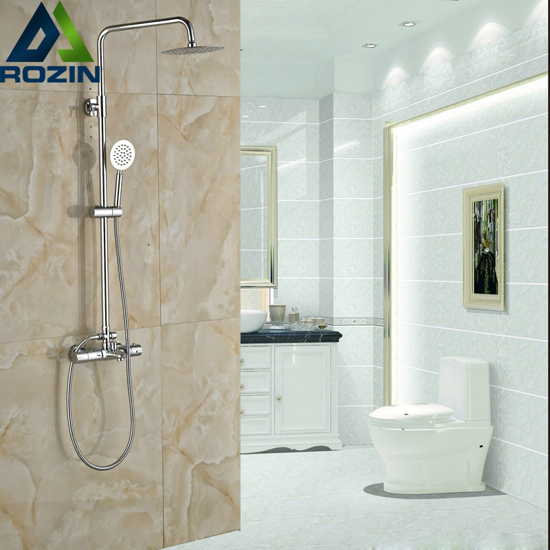 luxury bathroom shower thermostatic mixer tap dual handle children and elderly shower faucet set chrome finish