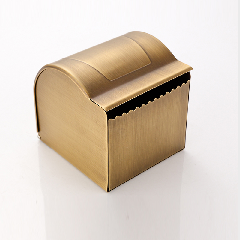 luxury wall mounted waterproof toilet paper box brass antique & golden bathroom paper tissue holder