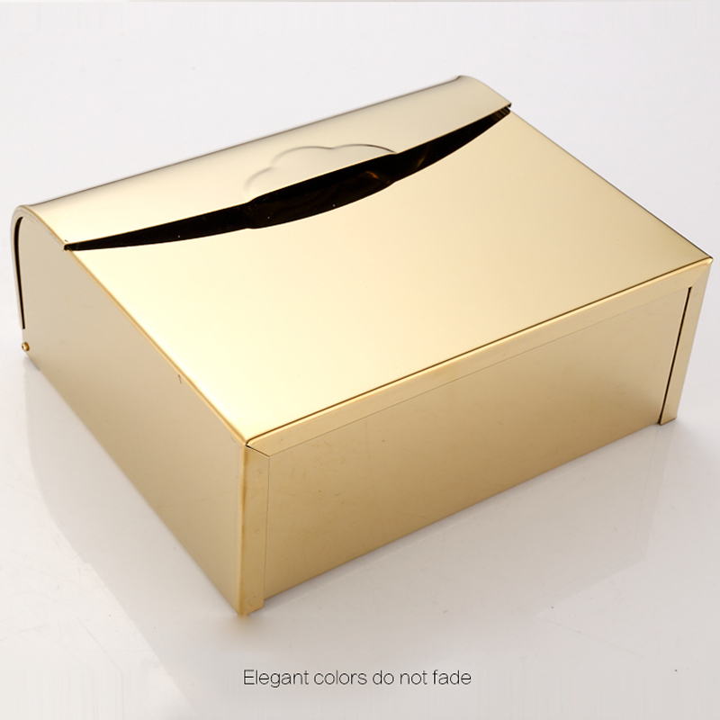 luxury wall mounted waterproof toilet paper box brass antique & golden bathroom paper tissue holder