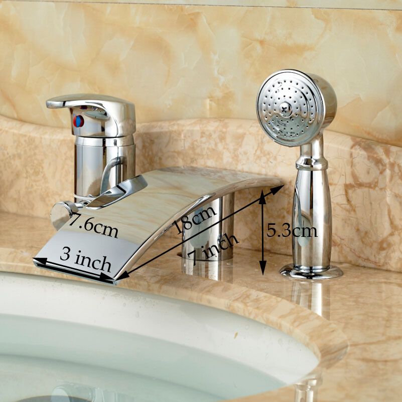 modern brand new 3pcs bath & shower set faucets brass cold bathtub mixer water tap widespread 3 holes